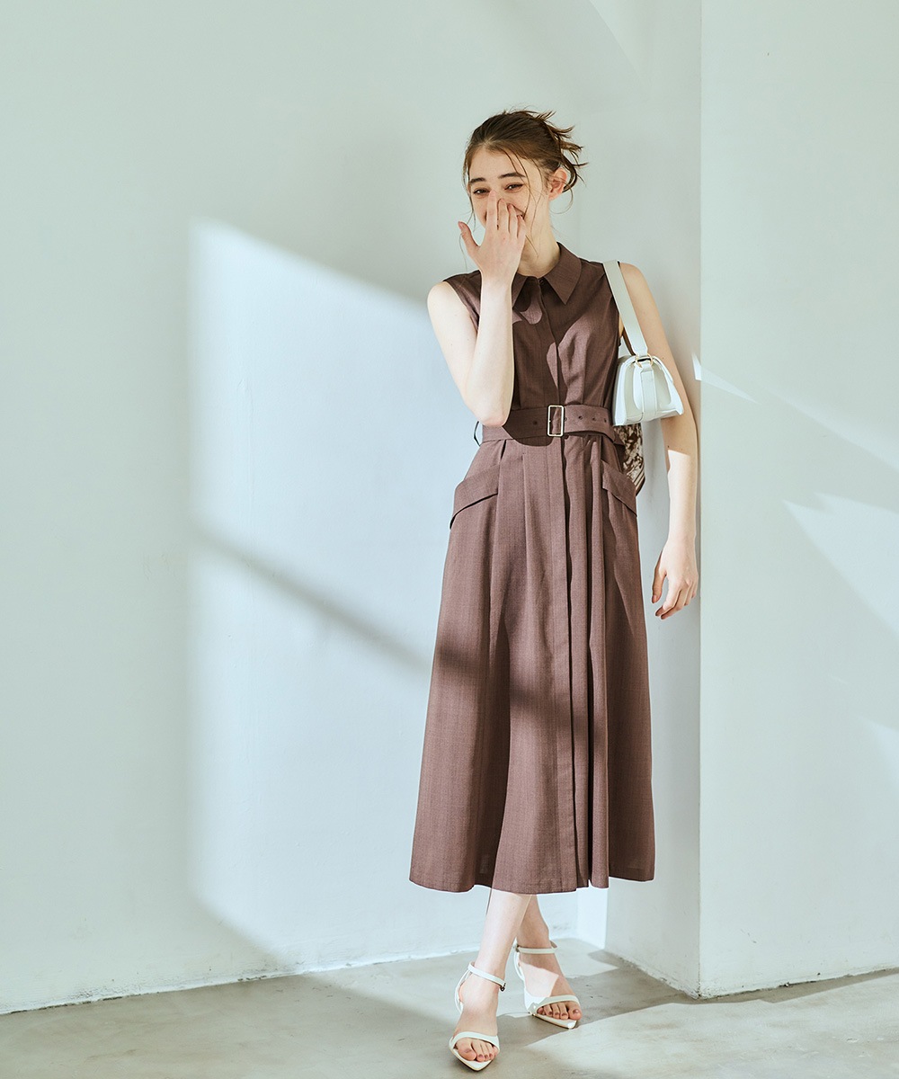 シャツ衿ノースリーブワンピース - 12Twelve Agenda(トゥエルブ