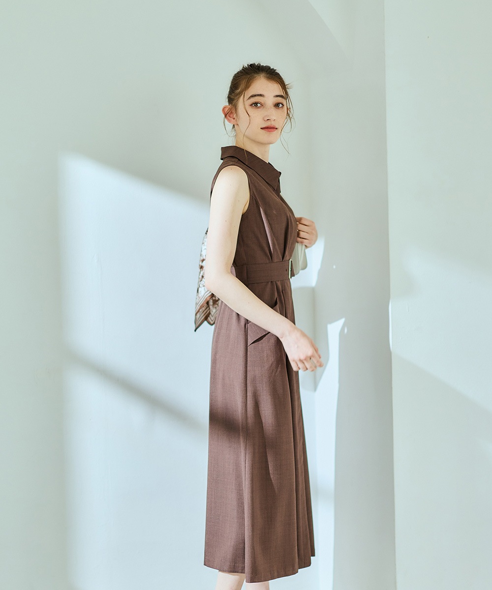 シャツ衿ノースリーブワンピース - 12Twelve Agenda(トゥエルブ