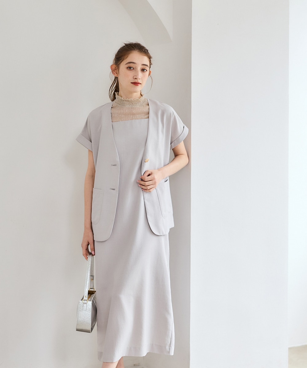 SALE】ノーカラージャケット×キャミワンピースセット - 12Twelve