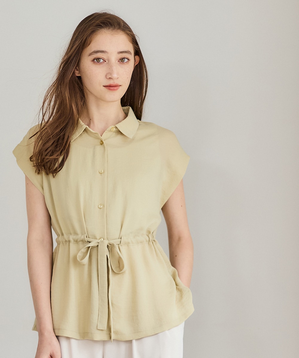 SALE】【撥水・速乾】NANOTEXサッシュ付きフレンチスリーブシャツ