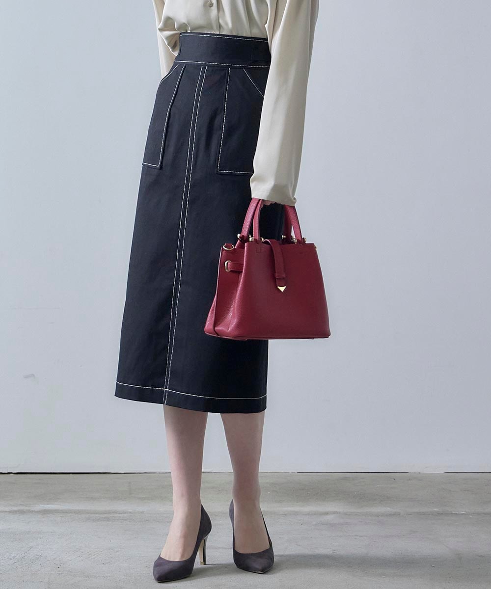 SALE】サイドベルトステッチデザインタイトスカート - 12Twelve Agenda