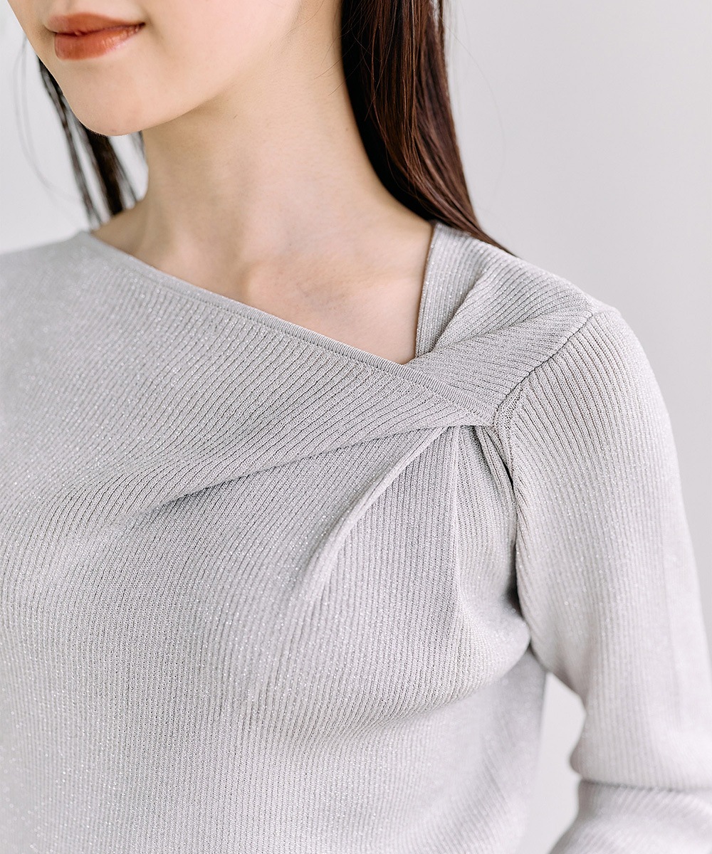 SALE】アシメタックラメリブ7分袖ニットプルオーバー - 12Twelve