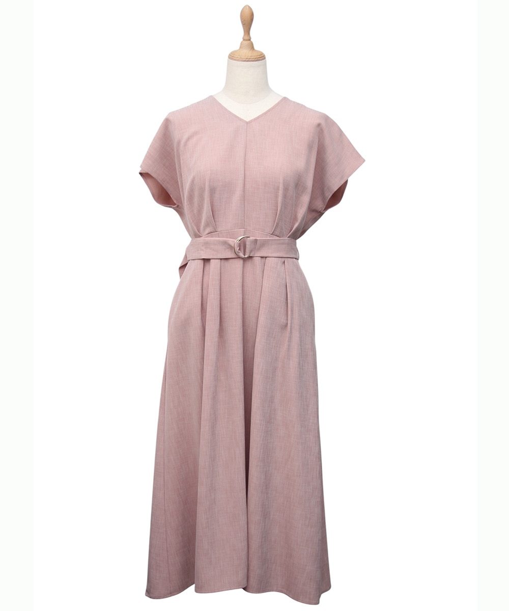 SALE】リネンライクVネックウエストベルトワンピース - 12Twelve