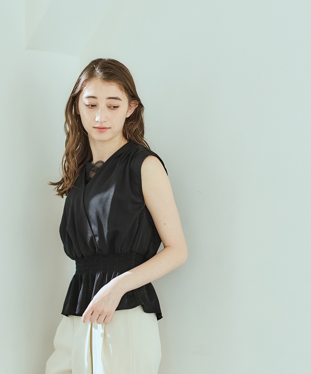 JENNE カシュクールペプラムブラウス ネイビーストライプ Sサイズ 24SS 