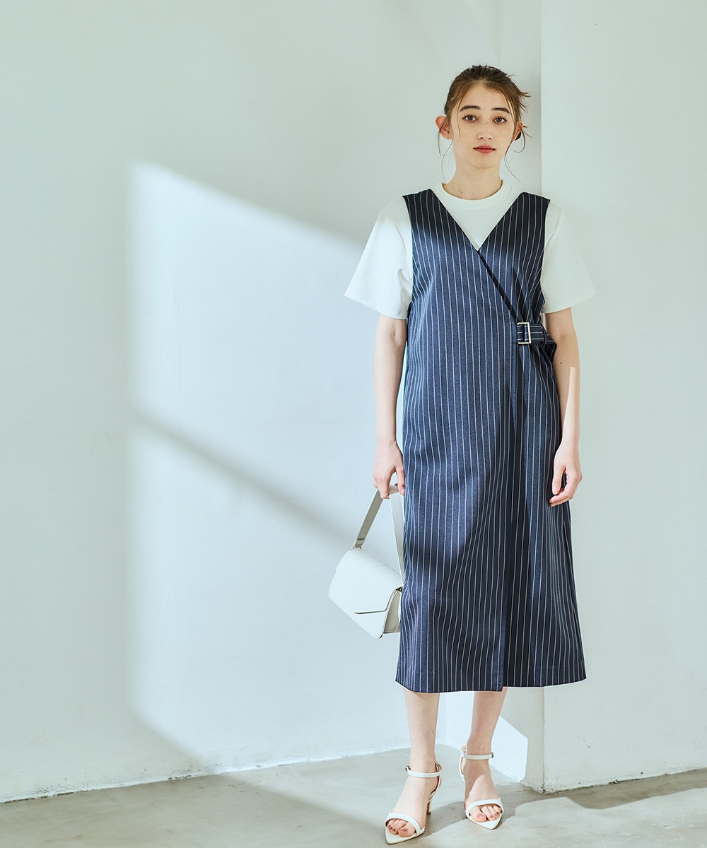 サイドベルトピンストライプ柄ジャンスカ - 12Twelve Agenda