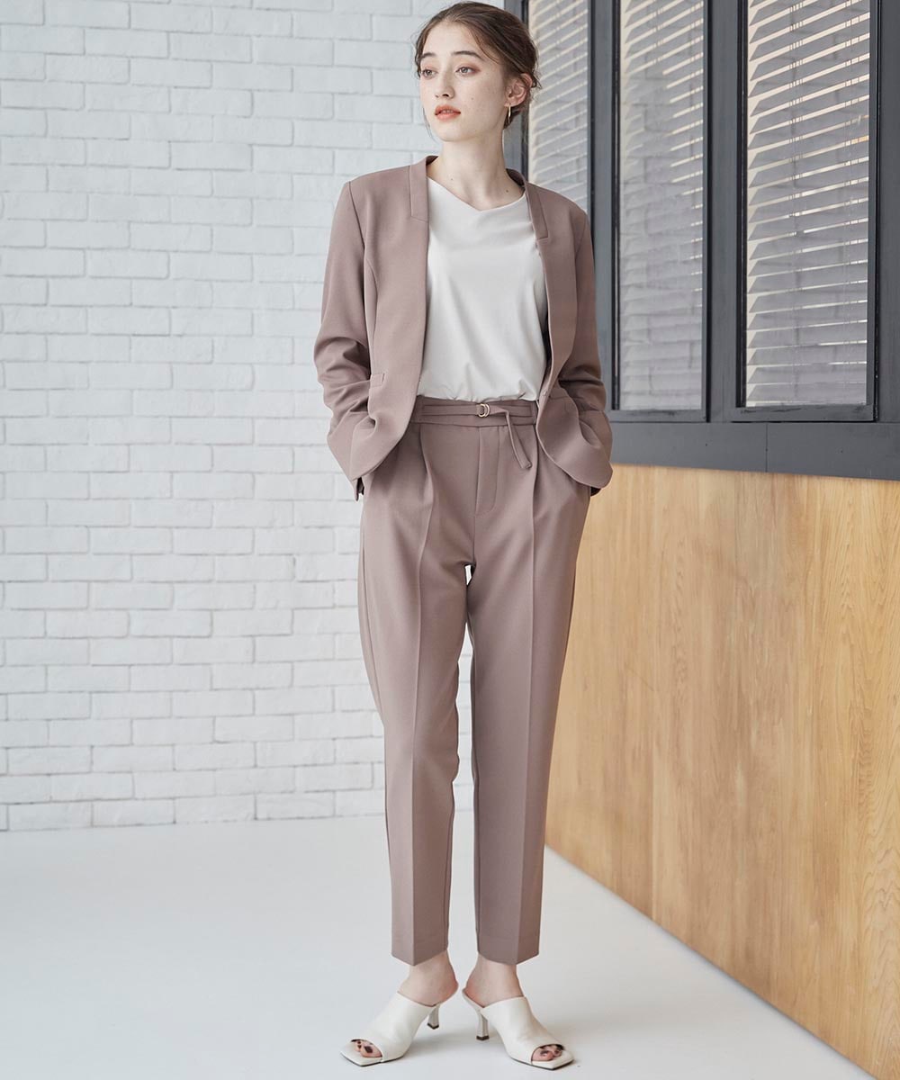 ハイストレッチジョーゼットカラーレスジャケット - 12Twelve