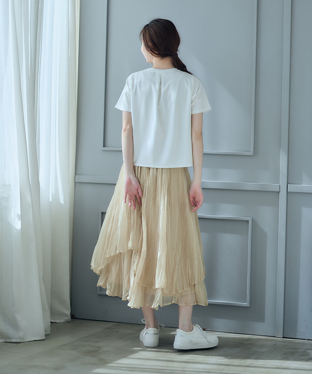 SALE】グロッシーワッシャープリーツレイヤードスカート - 12Twelve