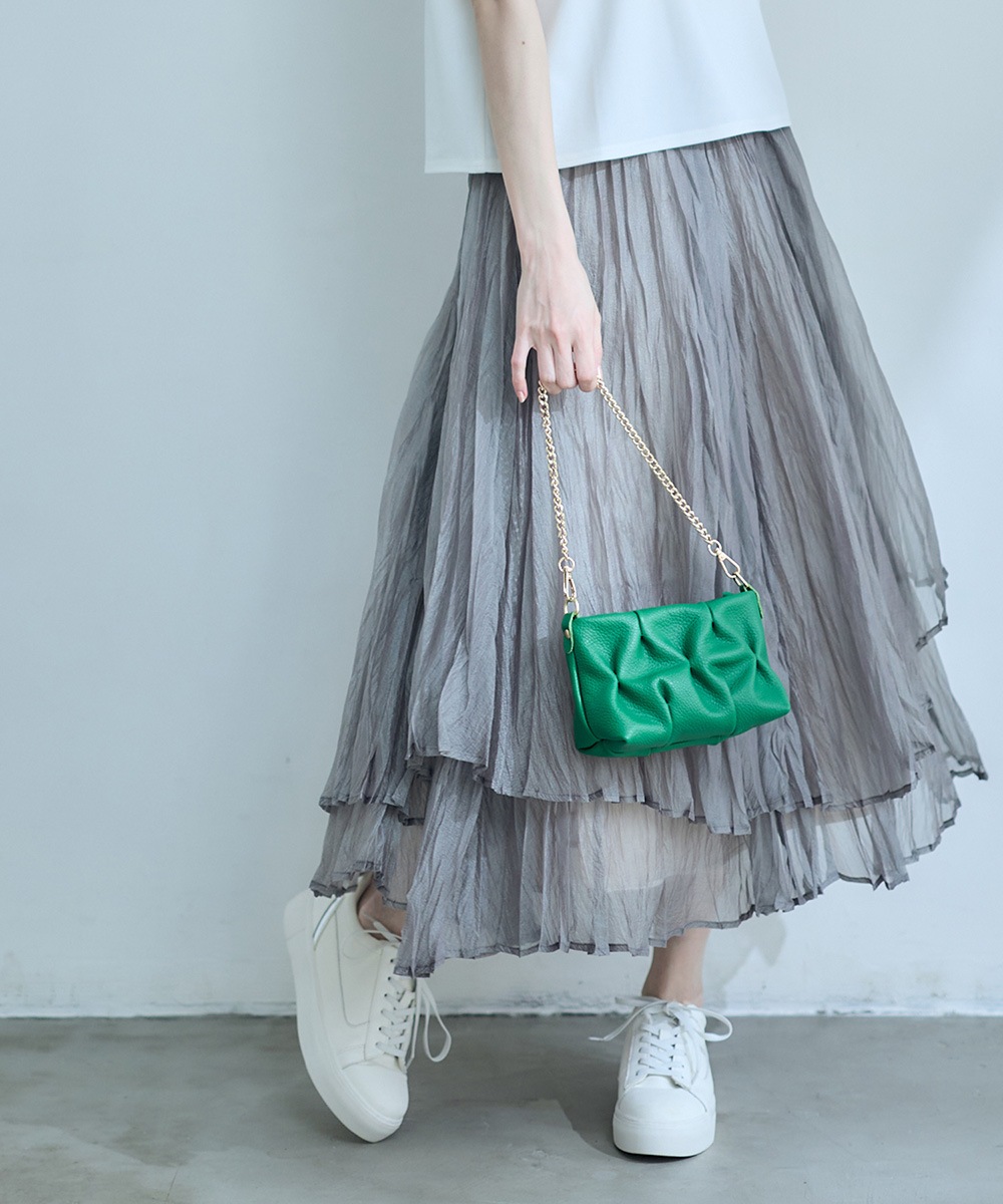 SALE】グロッシーワッシャープリーツレイヤードスカート - 12Twelve