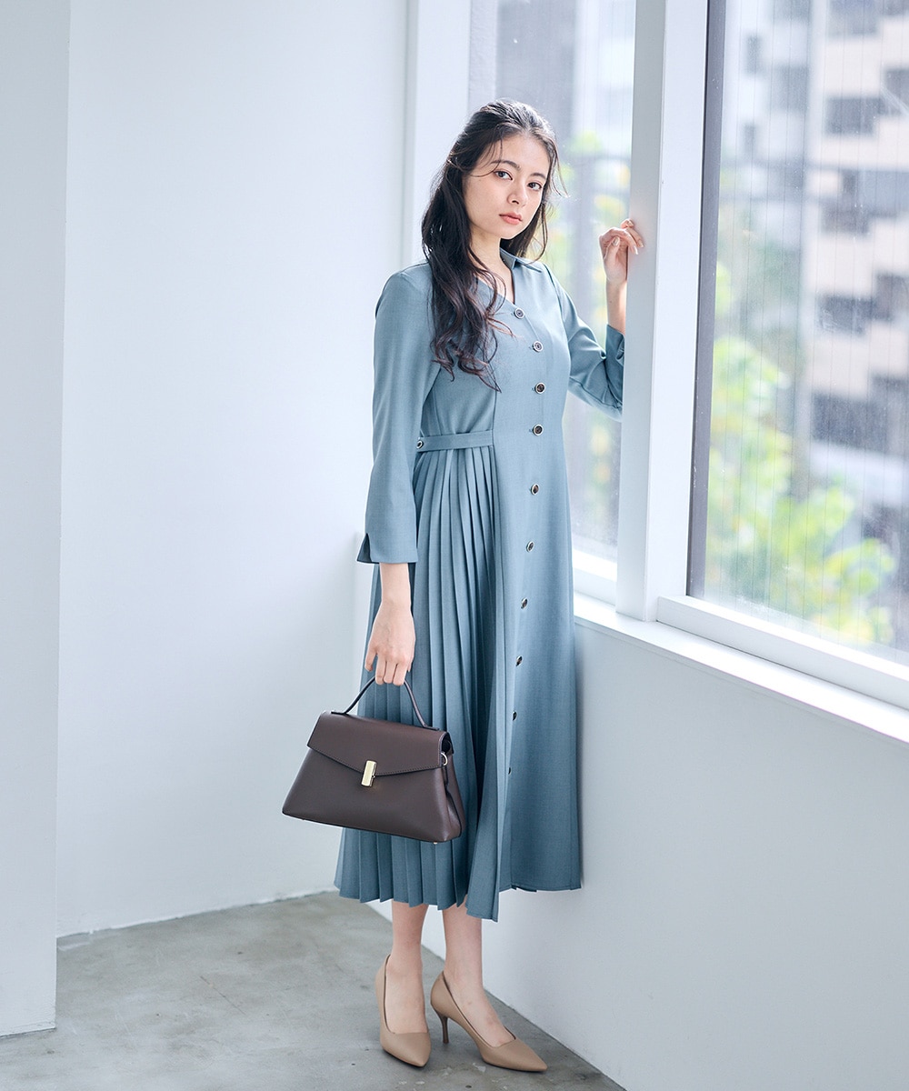 サイドプリーツフレアワンピース - 12Twelve Agenda(トゥエルブ