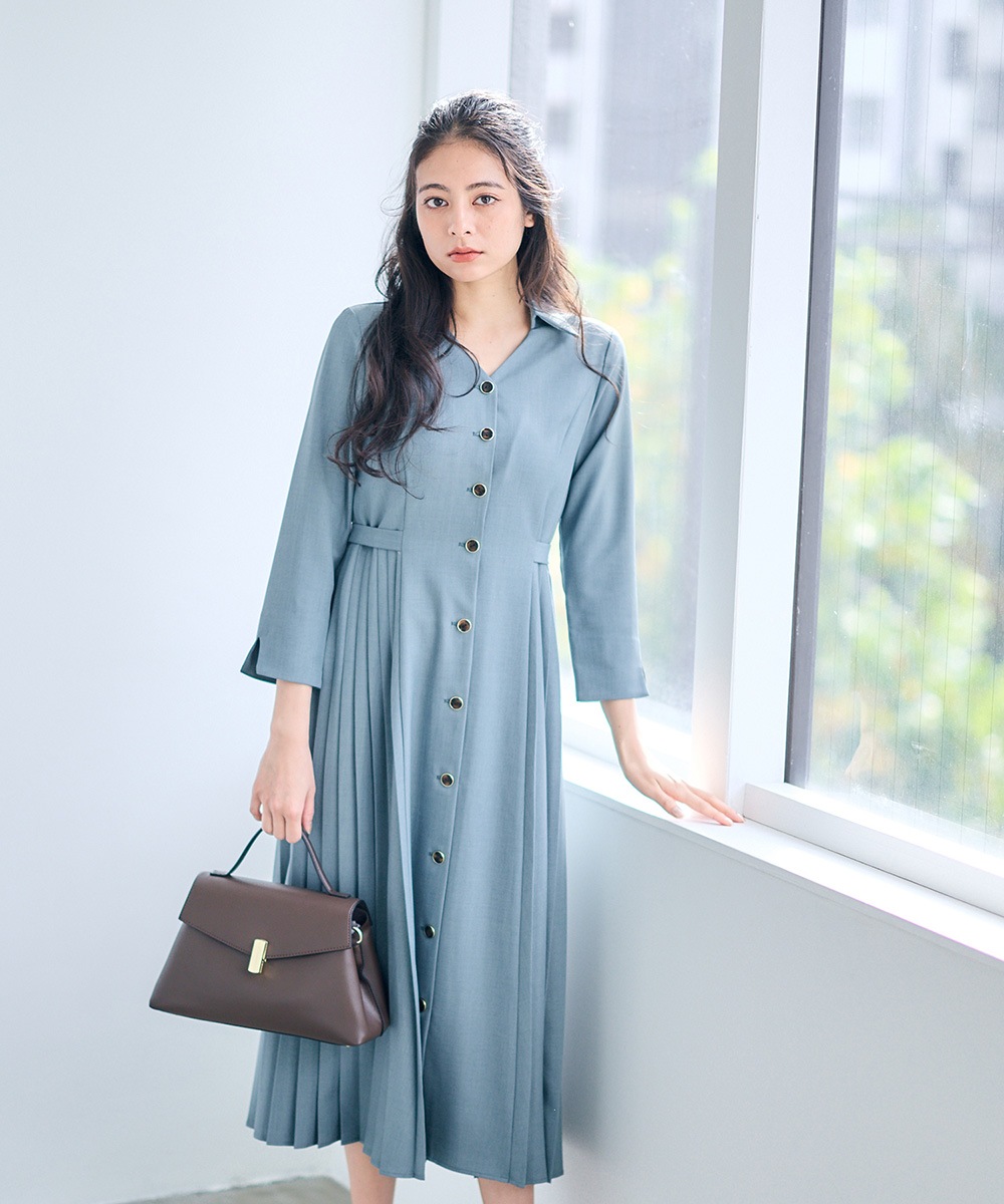 サイドプリーツフレアワンピース - 12Twelve Agenda(トゥエルブ