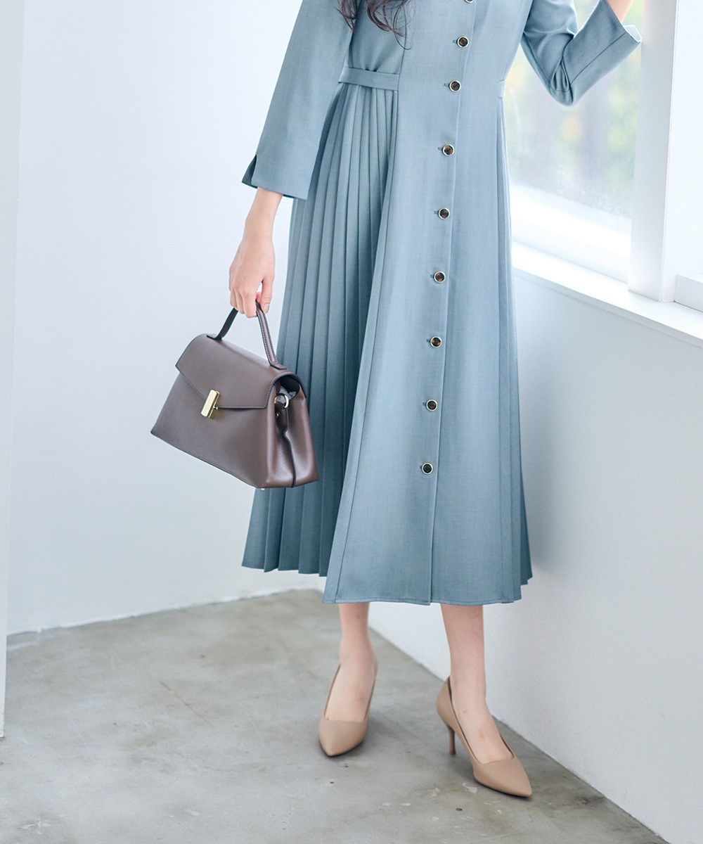 サイドプリーツフレアワンピース - 12Twelve Agenda(トゥエルブ