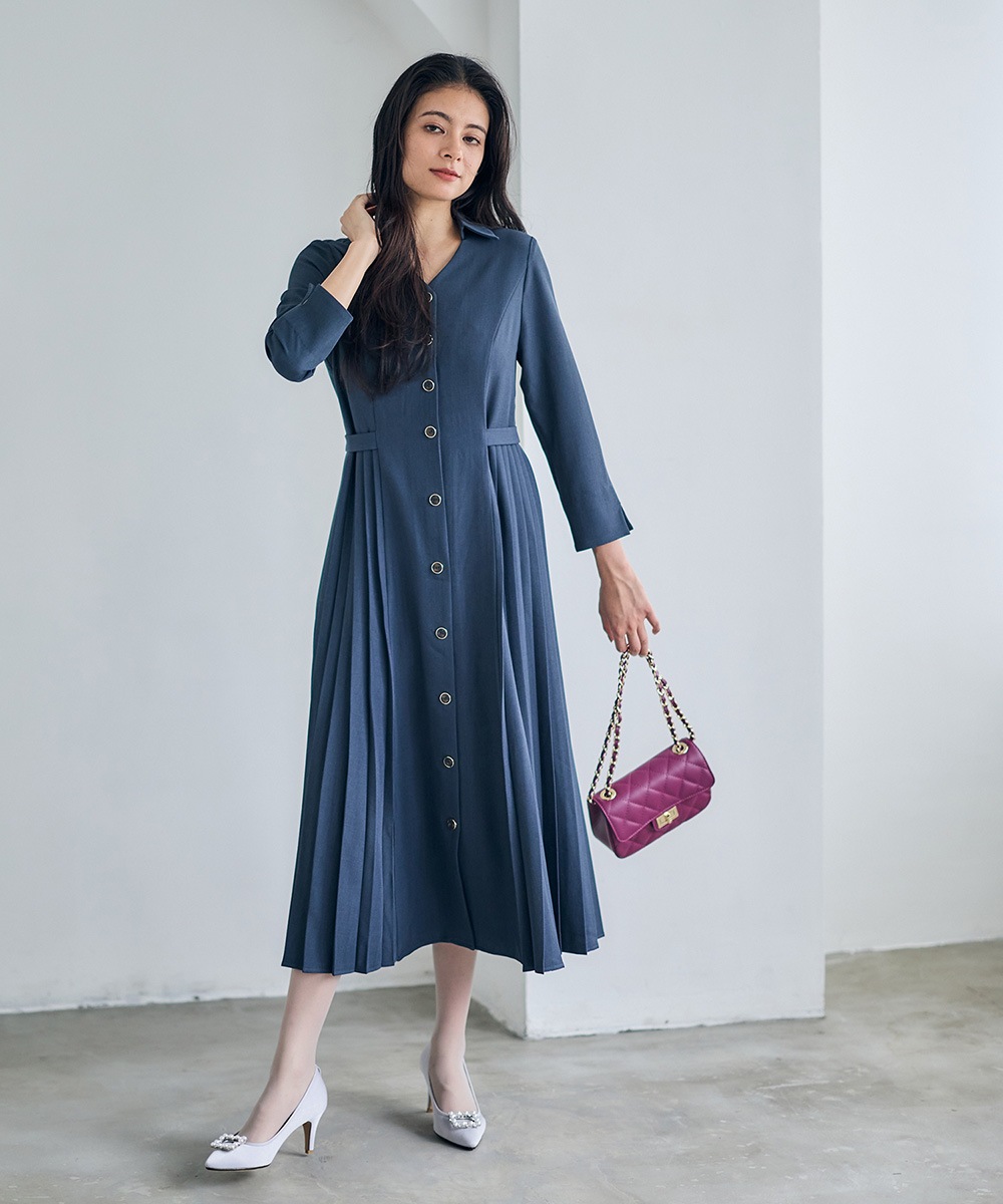 サイドプリーツフレアワンピース - 12Twelve Agenda(トゥエルブ