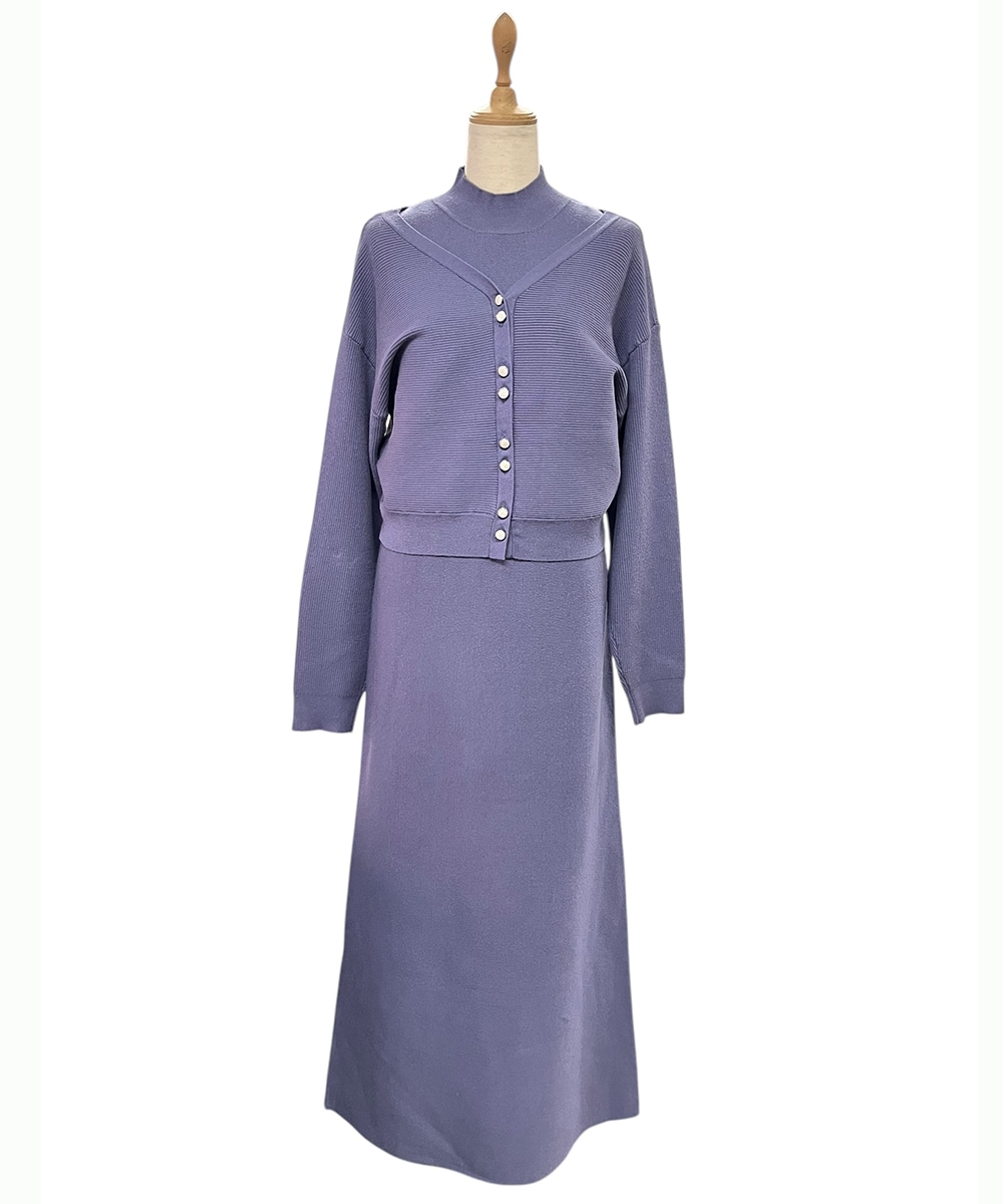 前後2wayカーディガン×ノースリーブワンピースセット - 12Twelve