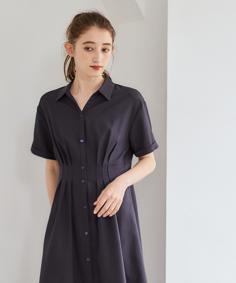 キャミインナー付半袖シャツワンピース - 12Twelve Agenda(トゥエルブ