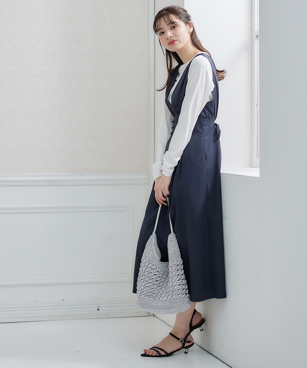 完売商品 ミニマルＶネックジャンスカ SALE】Vネックウエストタックジャンスカ - 12Twelve Agenda