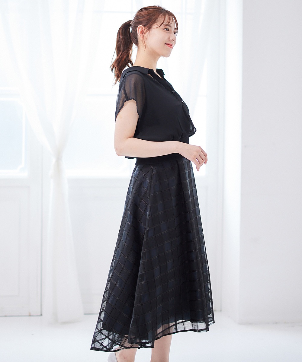 SALE】インナー付シアーシャツフレンチスリーブプルオーバー