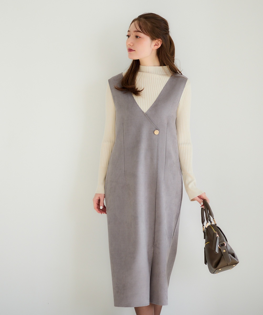SALE】Vネックラップ風スエードジャンスカ - 12Twelve Agenda