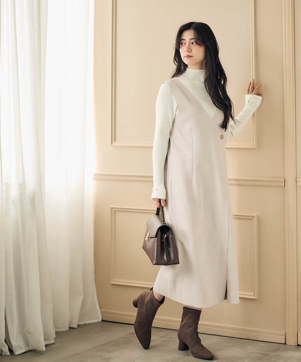 SALE】Vネックラップ風スエードジャンスカ - 12Twelve Agenda