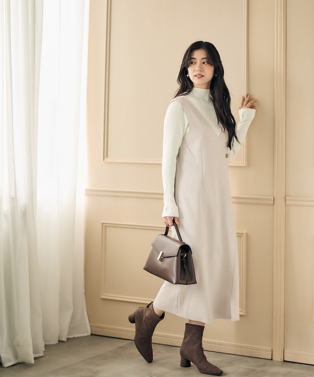 SALE】Vネックラップ風スエードジャンスカ - 12Twelve Agenda