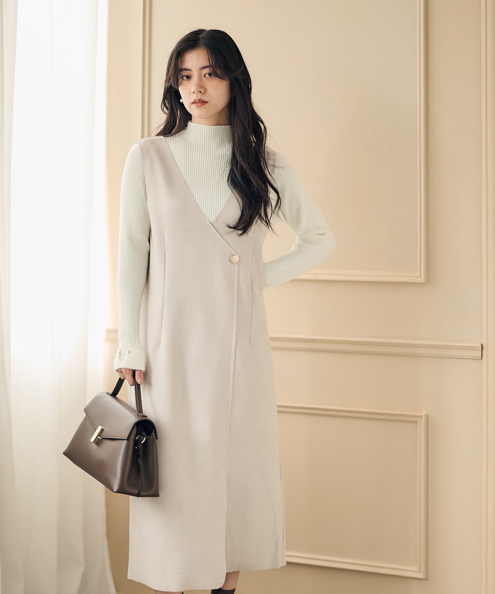 SALE】Vネックラップ風スエードジャンスカ - 12Twelve Agenda