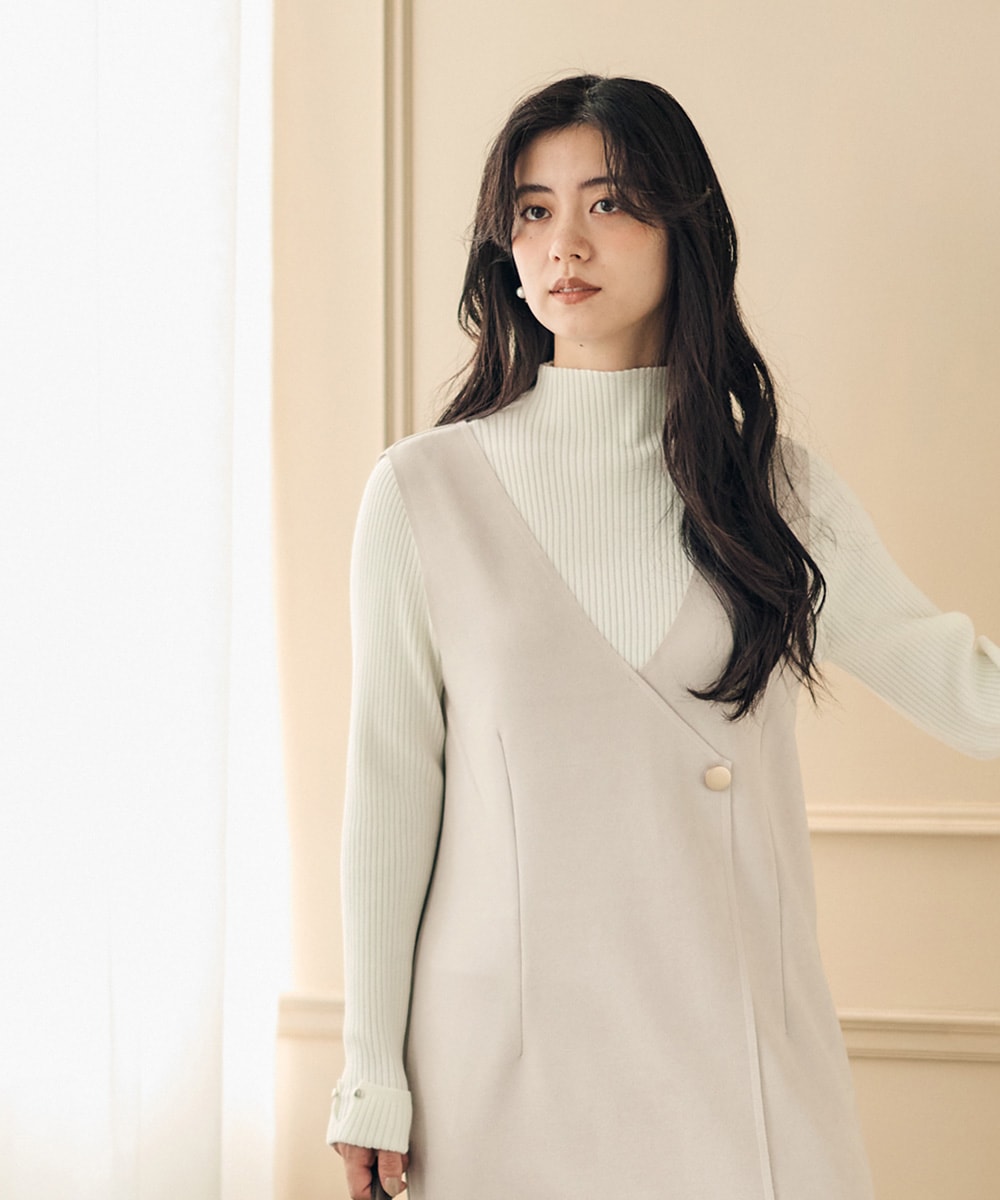 SALE】Vネックラップ風スエードジャンスカ - 12Twelve Agenda