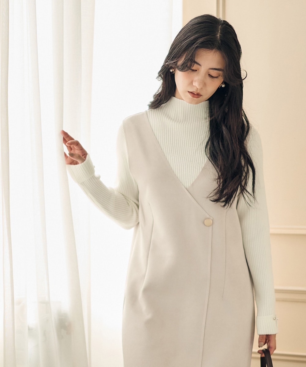 SALE】Vネックラップ風スエードジャンスカ - 12Twelve Agenda