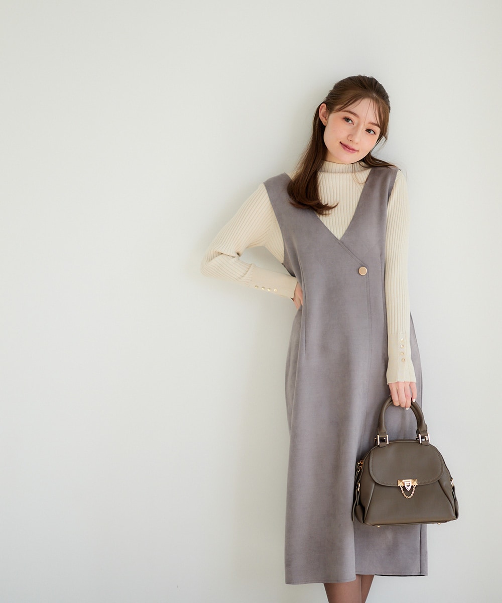 SALE】Vネックラップ風スエードジャンスカ - 12Twelve Agenda