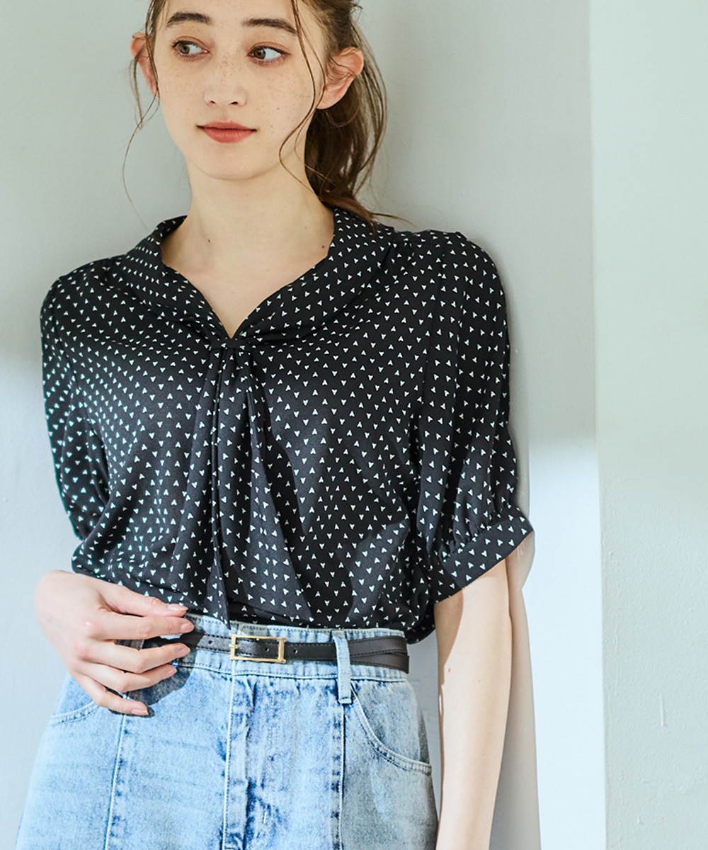 SALE】アソート柄ボウタイ半袖ブラウス - 12Twelve Agenda(トゥエルブ