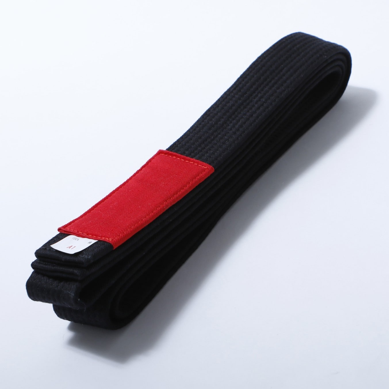 【受注生産】　JJ-42　柔術用黒帯(赤布付)