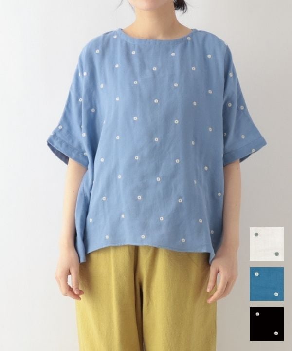 ぷっくりドット刺繍コットンダブルガーゼブラウス 26S085 | アパレル