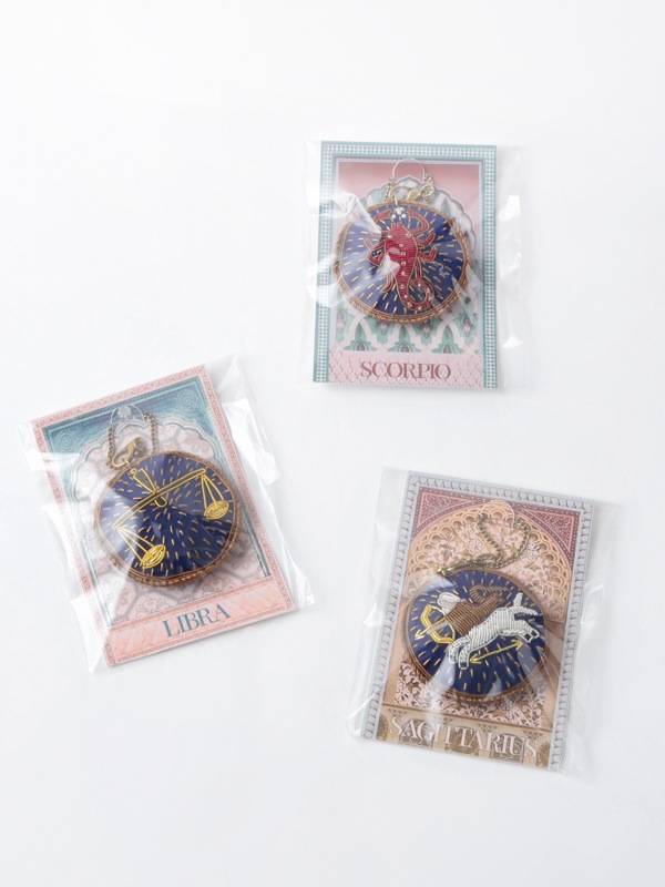 ザリ刺繍 12星座 バッグチャーム（キーホルダー） M21-2143