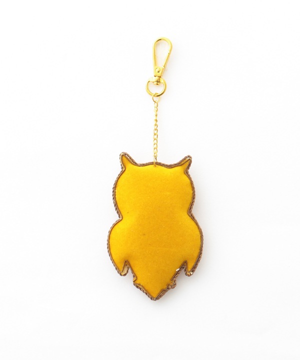 ザリ刺繍 ゴンド・アート フクロウ バッグチャーム（キーホルダー）  M21-2490