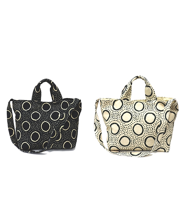 泥染柄デジタルプリント コットン 手提2WAYバッグ H25S205