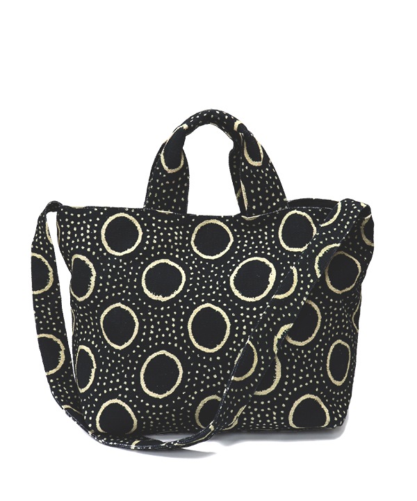 泥染柄デジタルプリント コットン 手提2WAYバッグ H25S205