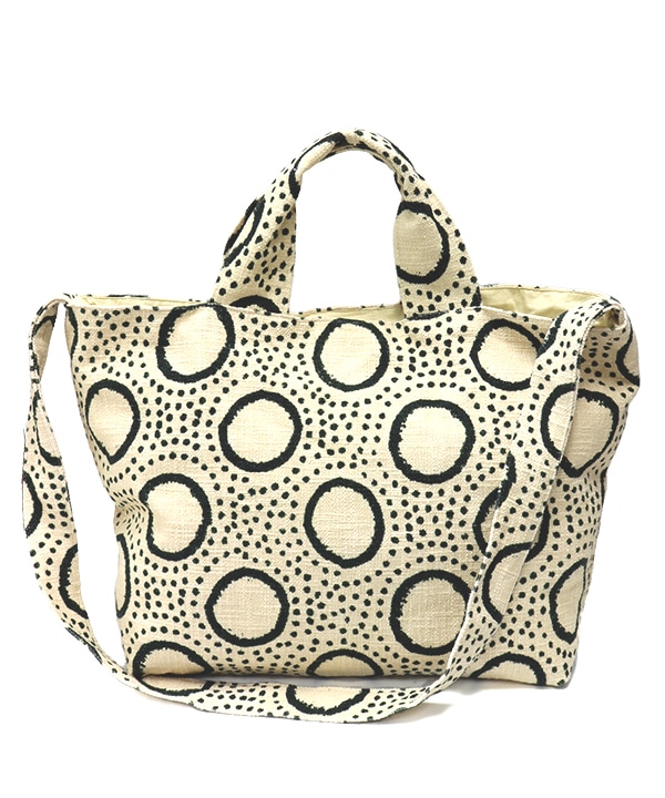 泥染柄デジタルプリント コットン 手提2WAYバッグ H25S205