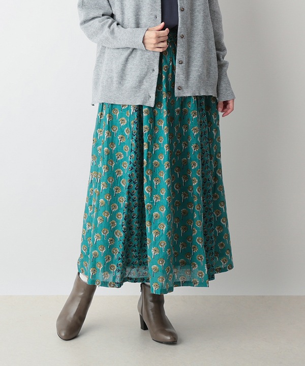 フラワーMIXプリントコットンスカート 25W050