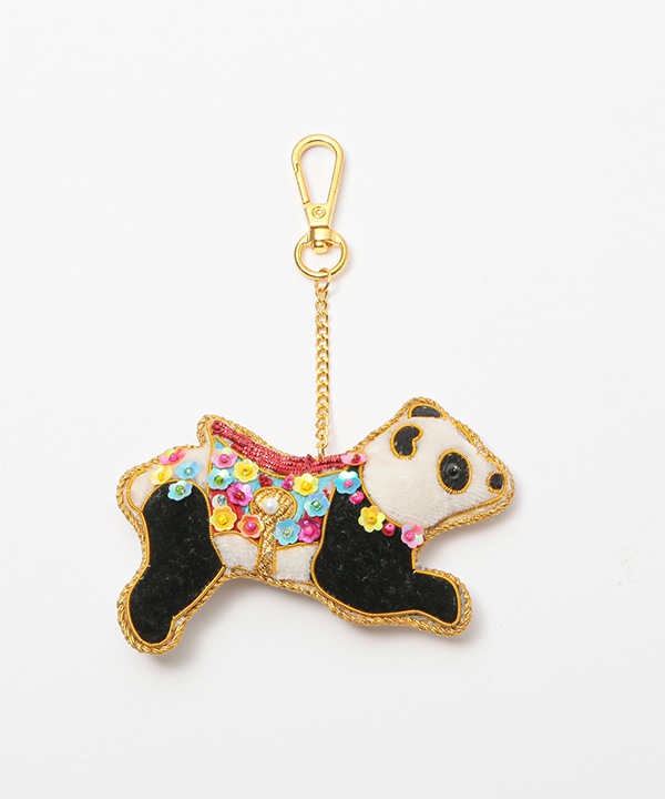 ザリ刺繍 パンダ バッグチャーム（キーホルダー）  M21-2491