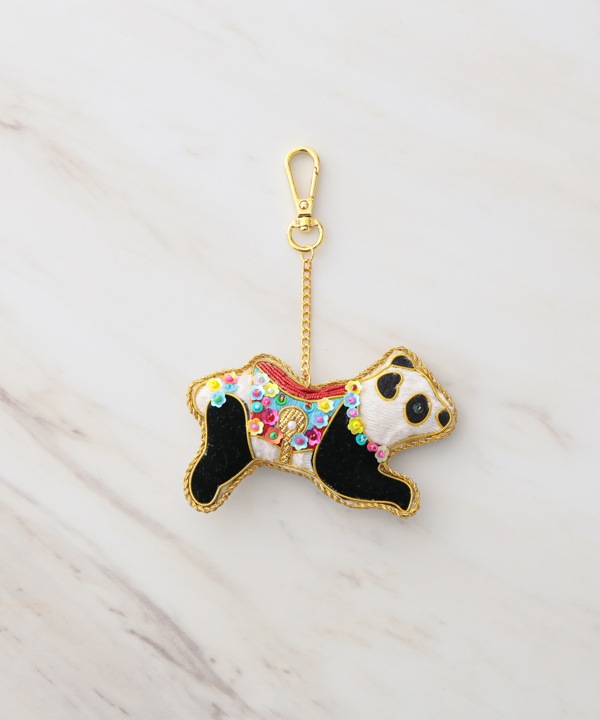 ザリ刺繍 パンダ バッグチャーム（キーホルダー）  M21-2491