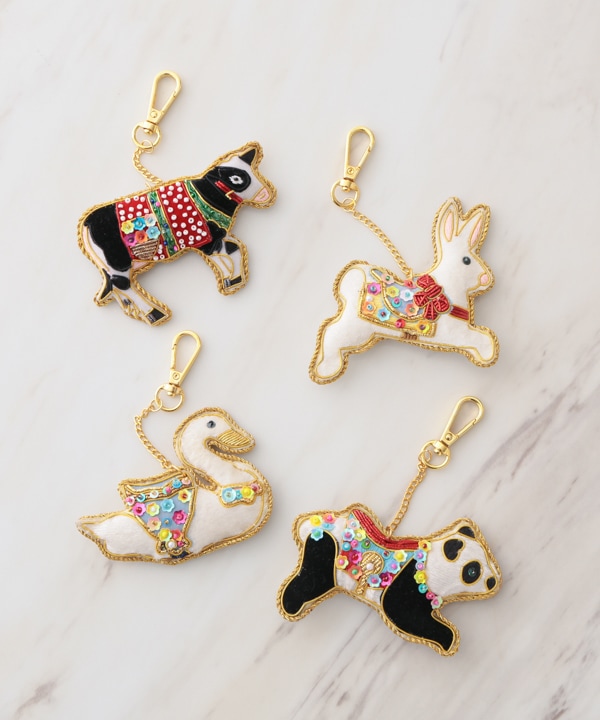 ザリ刺繍 パンダ バッグチャーム（キーホルダー）  M21-2491