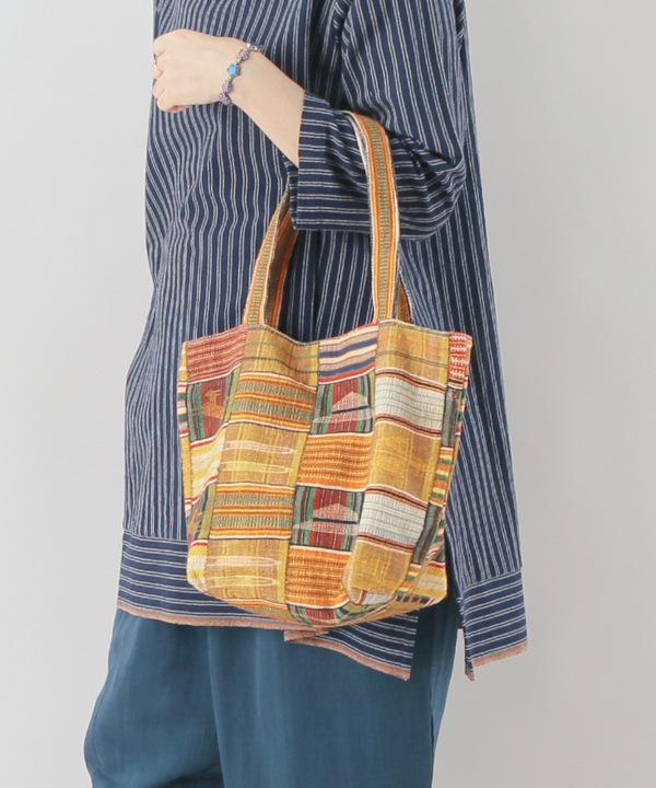 エウェクロス柄 デジタルプリント コットン手提バッグ H25S206