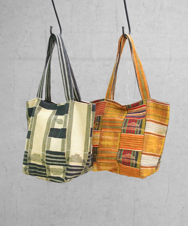 エウェクロス柄 デジタルプリント コットン手提バッグ H25S206