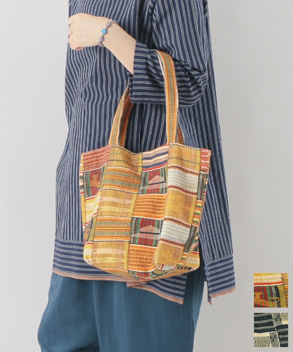 エウェクロス柄 デジタルプリント コットン手提バッグ H25S206