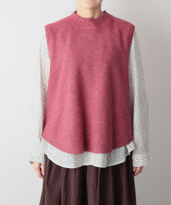 カシミアタッチかのこ編みニットベスト 25W055