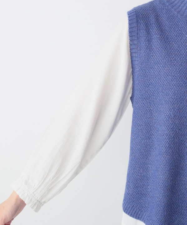 カシミアタッチかのこ編みニットベスト 25W055