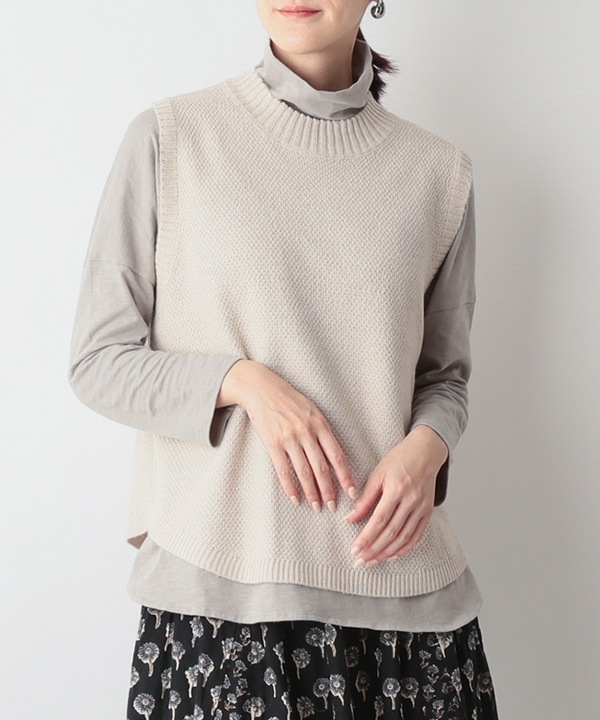 カシミアタッチかのこ編みニットベスト 25W055