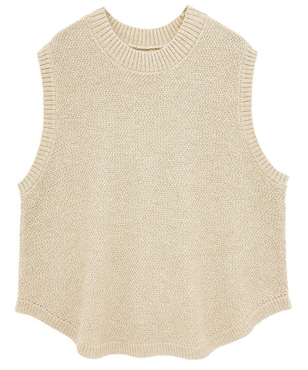 カシミアタッチかのこ編みニットベスト 25W055