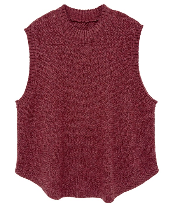 カシミアタッチかのこ編みニットベスト 25W055