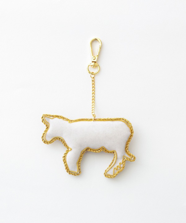 ザリ刺繍 ウシ バッグチャーム（キーホルダー）  M21-2494