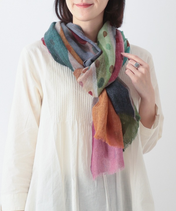 ウール100％ レインボープリントショール B25W004MX