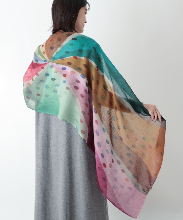 ウール100％ レインボープリントショール B25W004MX